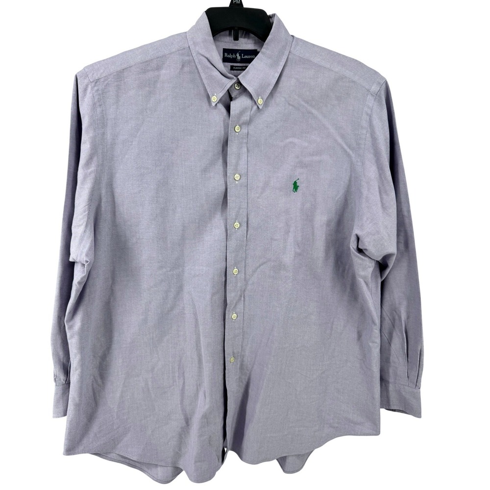 Ralph Lauren Classic Fit Oxford Shirt 18 Purple Button Down Pony Men 34 35